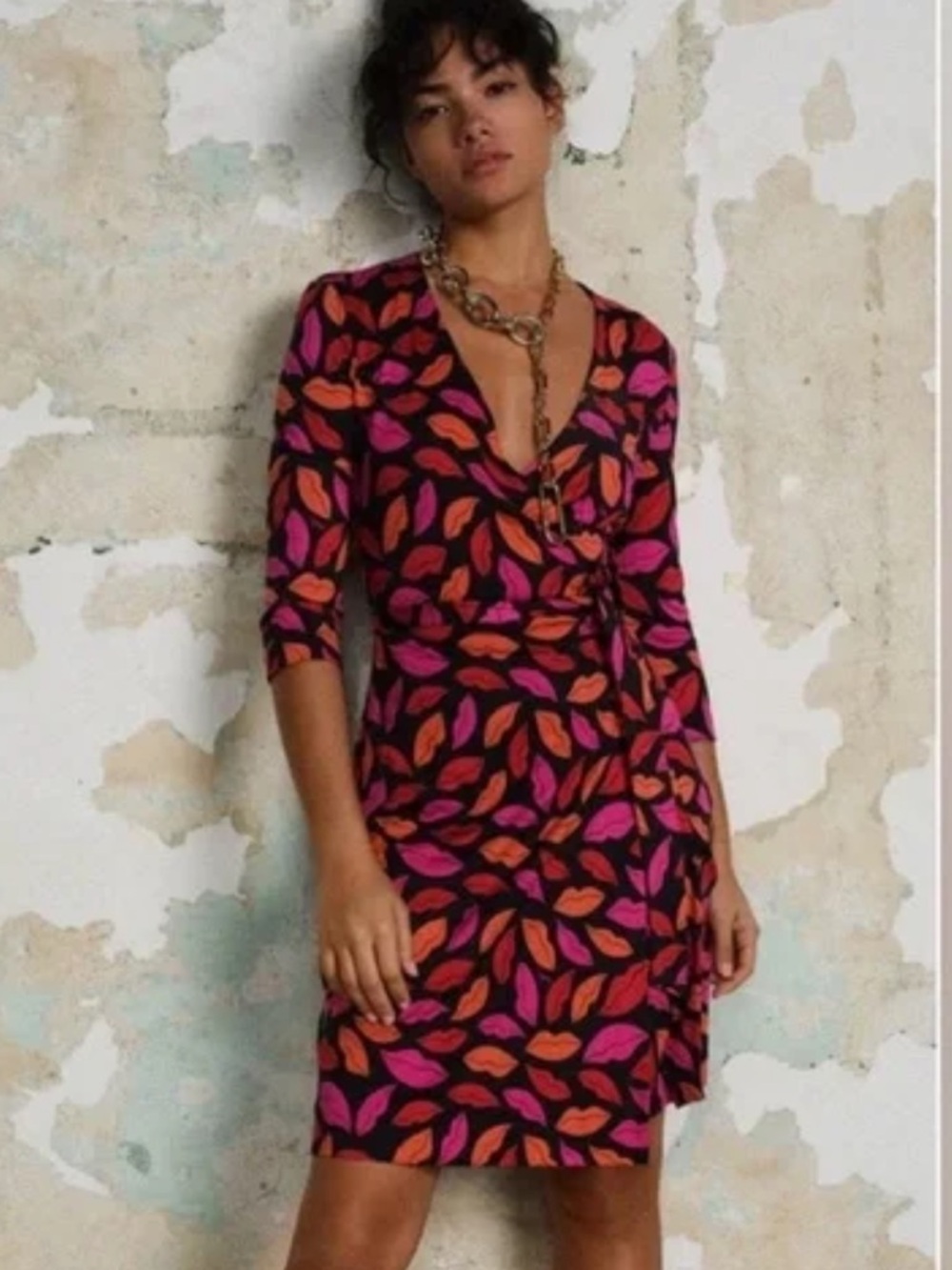 Diane Von Furstenberg Julian Silk Wrap Dress In Midnight KISS  Size 10